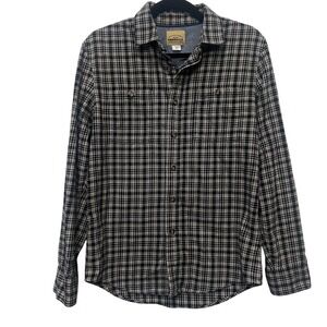 Roebuck And Co Mens Small Button Down Shirt Plaid Black Gray Cowboy Ranch Rodeo